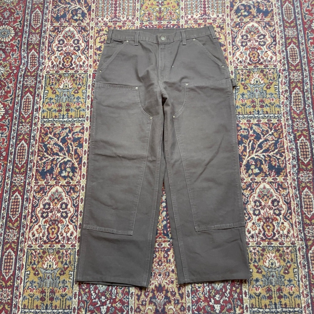 LIKE NEW Carhartt B136-DKB Loose Original Fit Double Knee Work Pants Brown 34x32